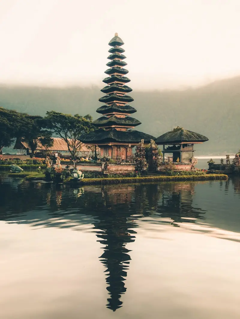 Bali tropical beach and temples